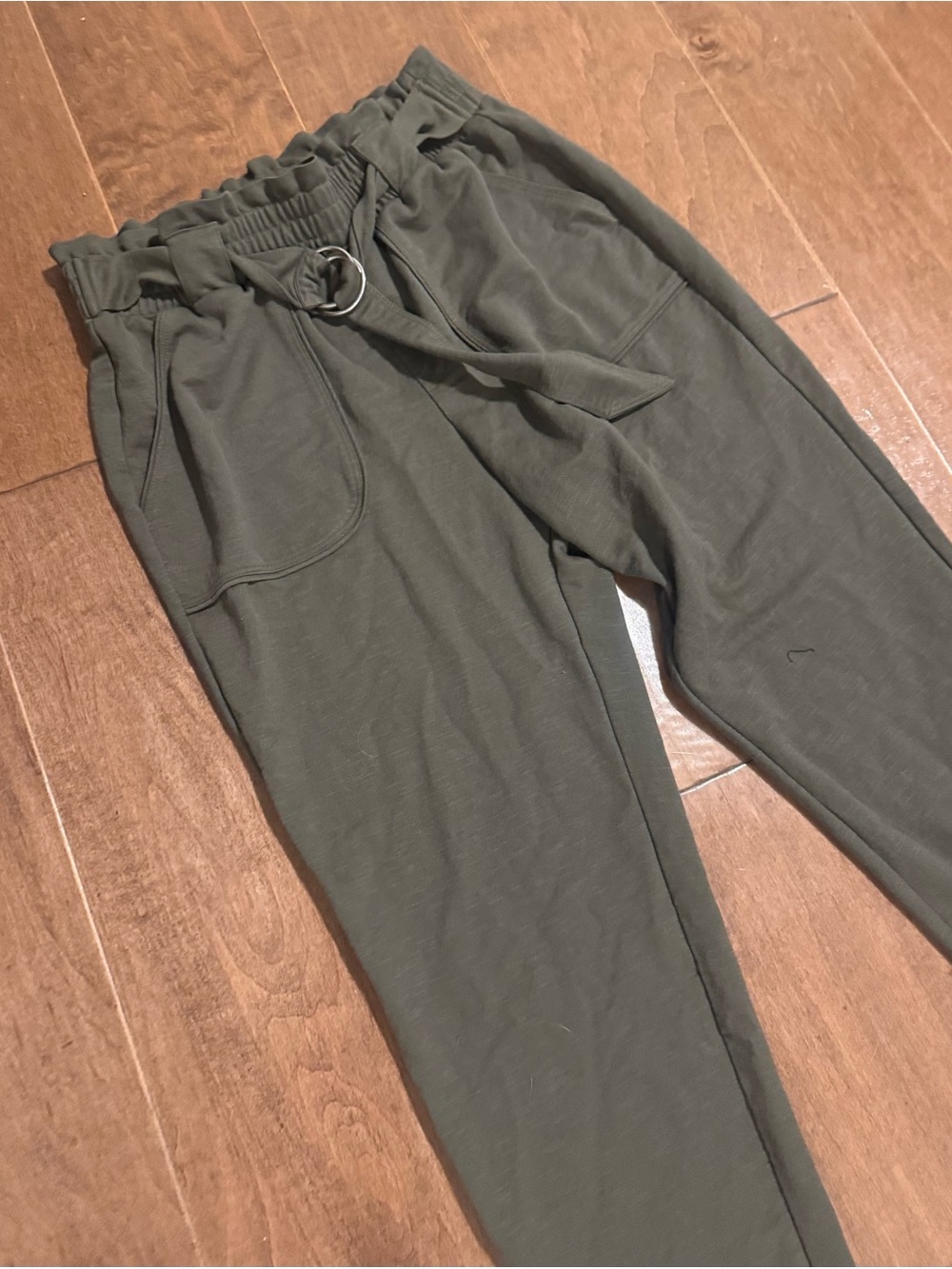 Express Olive Green Jogger Pants with D-Ring Belt